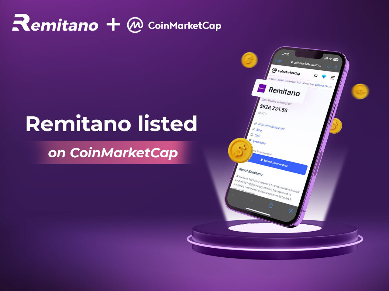 Artistic Remitano Coin Market Cap Capture Collection